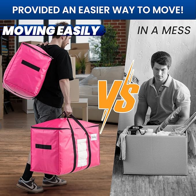 TAILI 6 Pack Pink Extra Large Moving Bags, Heavy Duty Totes - Image 6