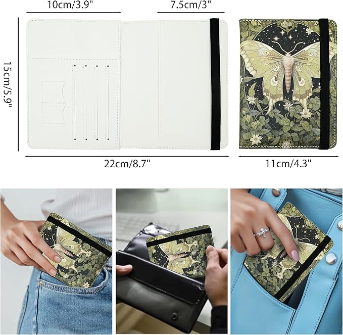Luna Moth Passport Holder for Women and Men PU Leather Passport Cover for Travel - Image 5