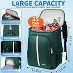 Backpack Cooler Insulated Leak Proof 35 Cans, 2 Insulated Compartments Thermal - Image 2