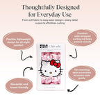 Hello Kitty x Kitsch Satin Heatless Hair Curler Set - Heatless Curls Overnight, Hair Rollers for Soft Curls & Frizz-Free Styling, No Heat Curlers To Sleep in, Curling Rod Headband - Pink Kitty Faces