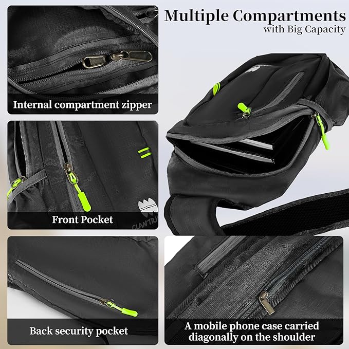 Small Sling Backpack, Lightweight Crossbody Backpack, Foldable Cross Body Bag - Image 4