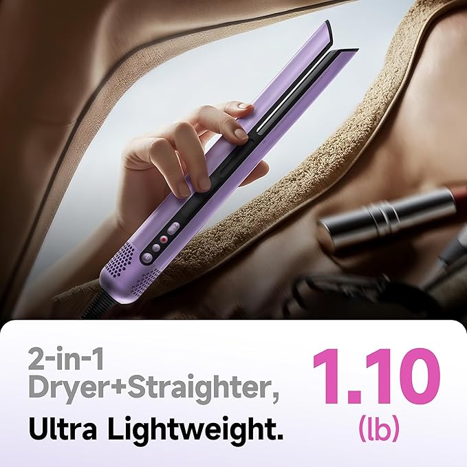 JELLYFISH Air Gap Dryer, Blow Dryer Brush Alternative for Long Hair, Clamp-Free Blowout Styler, Hair Dryer Brush–Inspired Design, Gentle Blow Dry,Air Styling for Healthy Smooth Blowouts,Types 1A–2A