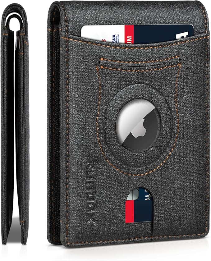 RUNBOX AirTag-Wallet-Mens-Slim-RFID Blocking Wallets Leather by RUNBOX