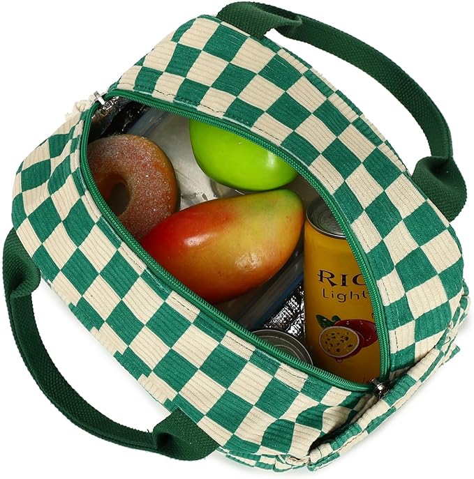Bluboon Lunch Box for Women men Insulated Cute Corduroy Lunch bag, Reusable - Image 9