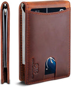 SERMAN BRANDS RFID Blocking Slim Bifold Genuine Leather Minimalist Front Pocket by SERMANBRANDS