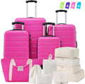 Merax Luggage sets of 13 Piece 16 20 20 28 IN Carry on Luggage Hard Case Pink by Merax