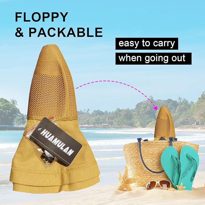 Women Wide Brim Sun Hats Metal Wired Edge Summer UV Protection Beach Fishing Hat - Image 4