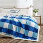 PU MEI Sherpa Blanket Twin Plaid Thick Bed Blanket, 60”*80” Super Soft Flannel - Image 2