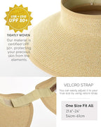 FURTALK Sun Hats for Women Wide Brim Beach Hat Straw Visor Ponytail Summer UV - Image 4
