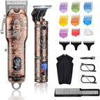 Hair Clippers and Trimmers Set for Men, Professional Cordless Barber Clippers for Hair Cutting, Beard Trimmer Hair Cutting Kit with T-Blade Close Cutting Trimmer