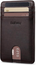 Buffway Mens Slim Wallet, Minimalist Thin Front Pocket Leather Credit Card by Buffway