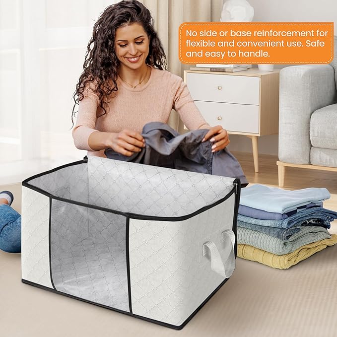 Fab totes 10 Pack Clothes Storage, Foldable Thick Fabric Blanket Storage Bags - Image 3