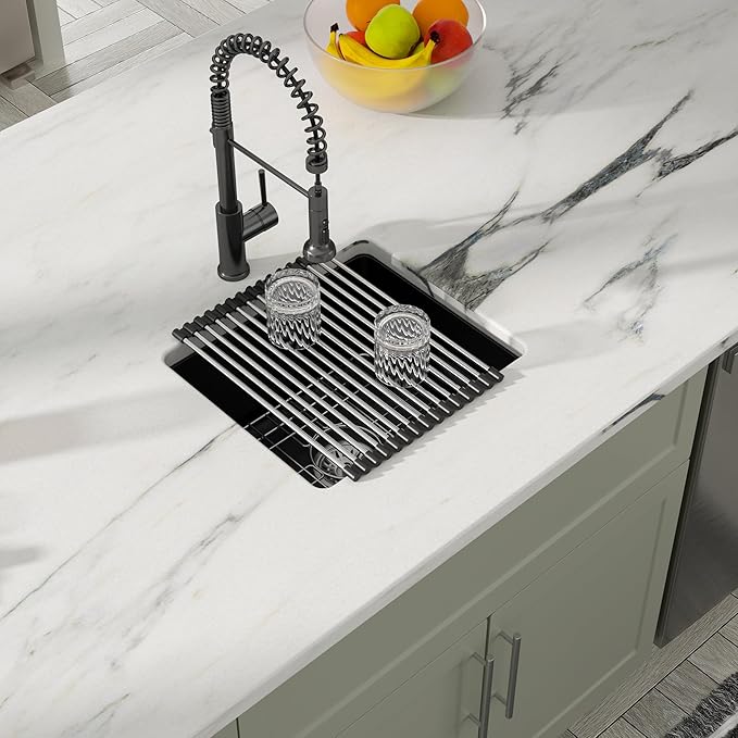 Dcolora 15 Inch Granite Composite Black Bar Sink Undermount Small Kitchen Sink - Image 2