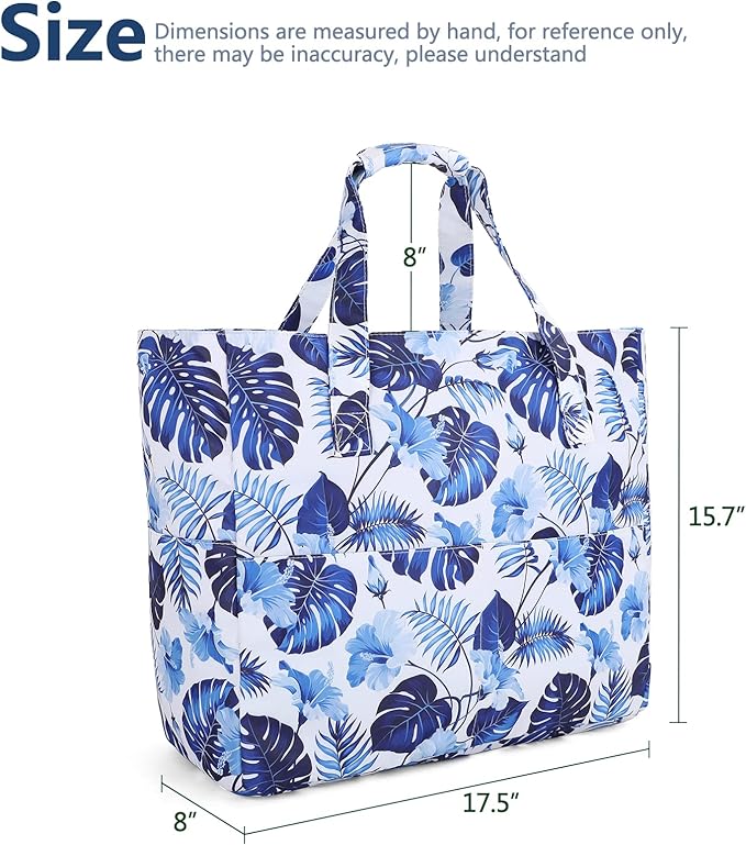 LEDAOU Large Beach Tote Bag Women Waterproof Sandproof Zipper Beach Tote Bag - Image 5