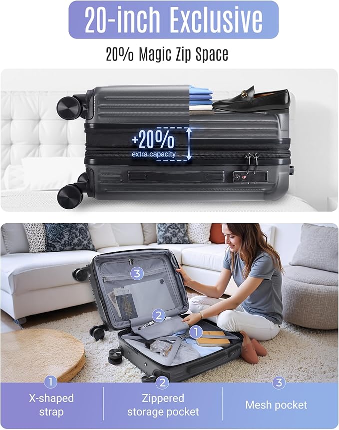 LIGHT FLIGHT Luggage Sets, Durable Hard Shell 3 Piece Set Suitcase - Image 7