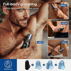 Beard Trimmer for Men, Magnetic Snap-on Replacement Heads & Charging Dock, IPX7 Waterproof Cordless Hair Clippers, Mens Grooming Kits for Mustache/Body/Face/Ear/Nose, Gray
