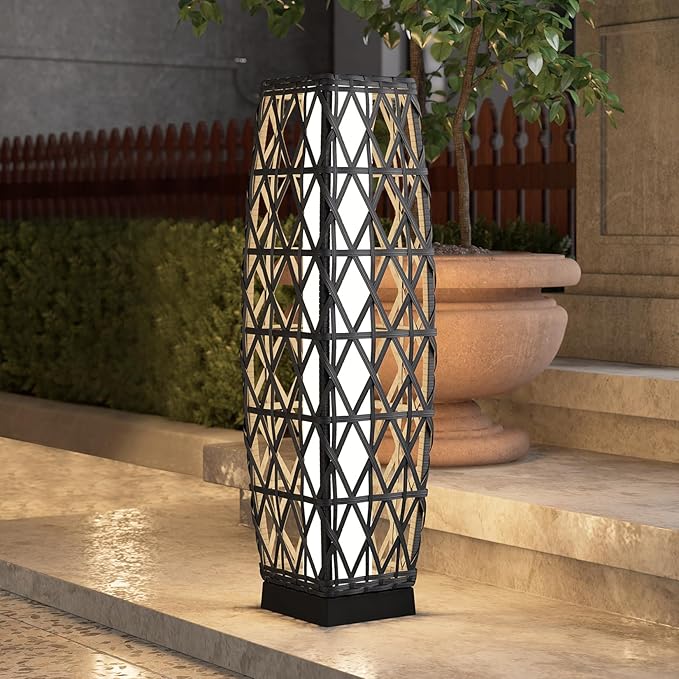 Grand patio Solar Outdoor Floor Lamp Wicker Lantern Decoration Light by GrandPatio