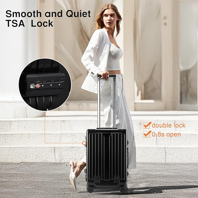 24 Inch Check-In Luggage Aluminum Frame Zipperless Luggage, Hard Shell Suitcase - Image 3