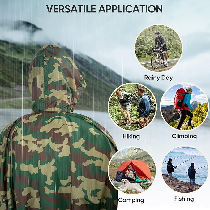 PTEROMY Hooded Rain Poncho for Adult - Image 6