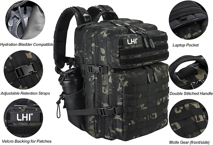 LHI Military Tactical Backpack for Men and Women 45L Army 3 Days Assault Pack - Image 5