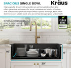 KRAUS Bellucci Workstation 33" Single Bowl Granite Kitchen Sink in Metallic - Image 9