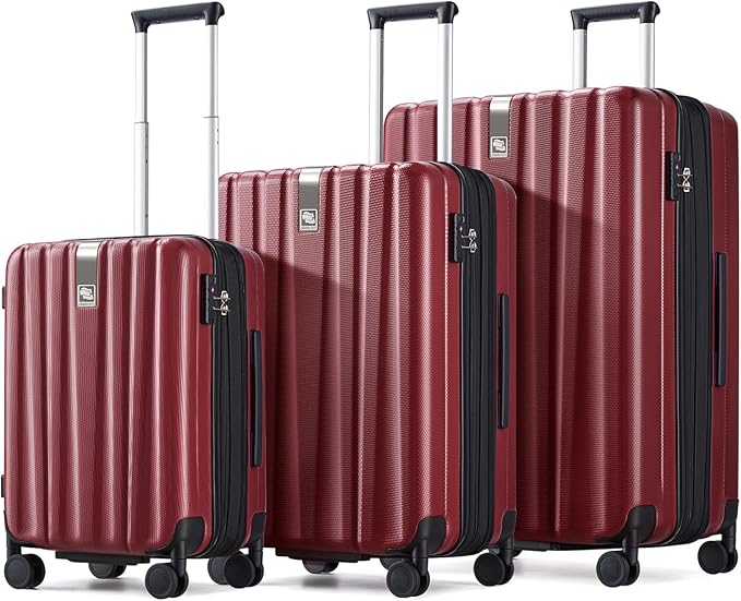 Hanke Expandable Hardshell Luggage Sets 3 piece Carry On Luggage by Hanke