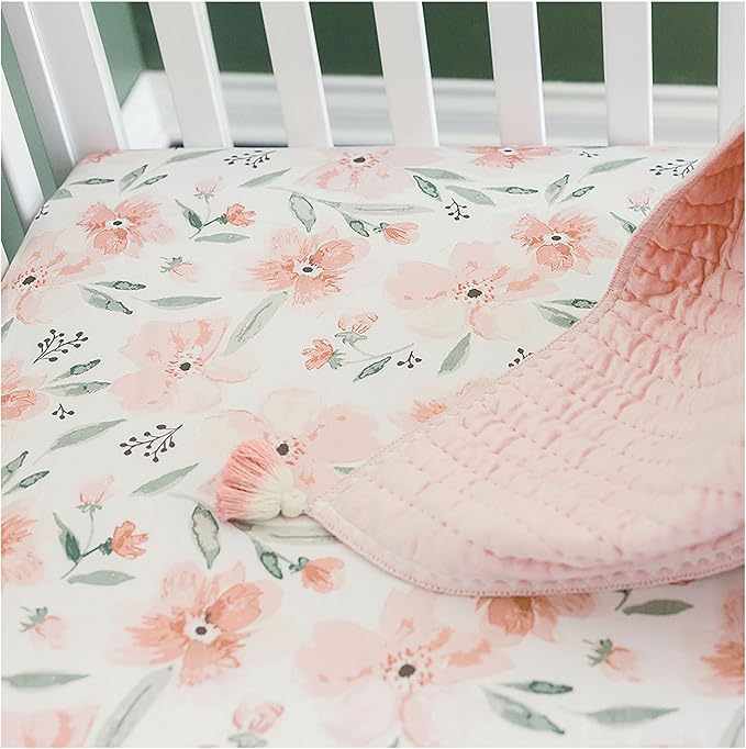 Crane Baby Floral Crib Sheets, 100% Cotton, Breathable Baby Bedding - Image 7