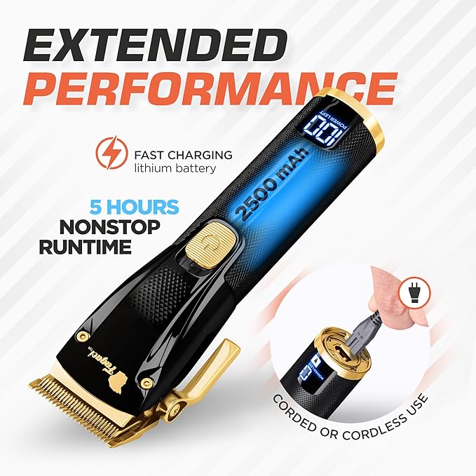 Fagaci Professional Hair Clippers for Men - Precise Cutting, Turbo Power Cordless Hair Clippers with 5 Hour Battery Life