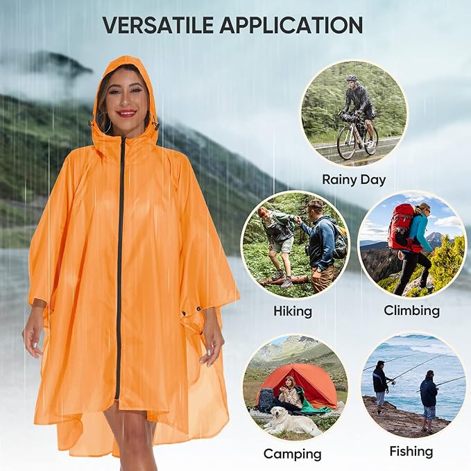 PTEROMY Hooded Rain Poncho for Adult - Image 7
