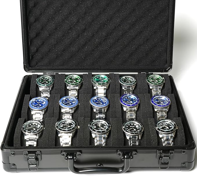 15 slots Watch organizer Case, Aluminum watch storage box, hard watch travel box - Image 6