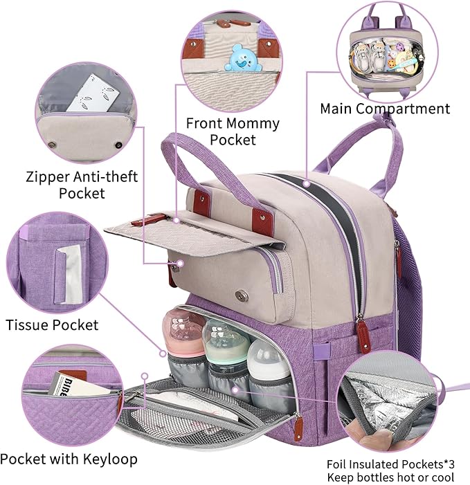 Diaper Bag Backpack, Large Unisex Baby Bags - Image 2