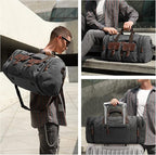 Wildroad 60L Travel Duffel Bag, Expandable Canvas Genuine Leather Duffle Bag - Image 3