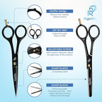 Professional Thinning Hair Cutting Shears & Barber Scissors for Hair Cutting Kit - Ideal for Kids, Men & Women - Premium J2 Japanese Stainless Steel shears for Salon, Home Use - 6.5 Inch