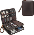 LANNSYNE Full Grain Leather Travel Cable Accessories Bag, Electronic Organizer by LANNSYNE