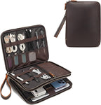 LANNSYNE Full Grain Leather Travel Cable Accessories Bag, Electronic Organizer by LANNSYNE