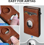 Airtag Wallet for Men, with Cash Pocket 2 ID Window 9-12 Cards, Metal Case - Image 3