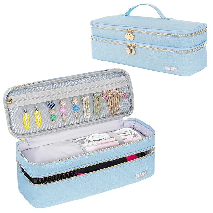 Travel Carrying Case Compatible with Revlon One-Step/Lange Hair Dryer Brush/Volumizer/Styler/Hot Tools,Portable Storage Organizer Bag Compatible with Shark FlexStyle/Dyson Airwrap Styler,Blue