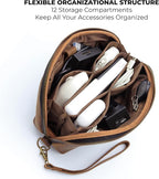 Leather Tech Pouch for Cables Chargers Phone | Tech Bag | Zipper Travel - Image 2