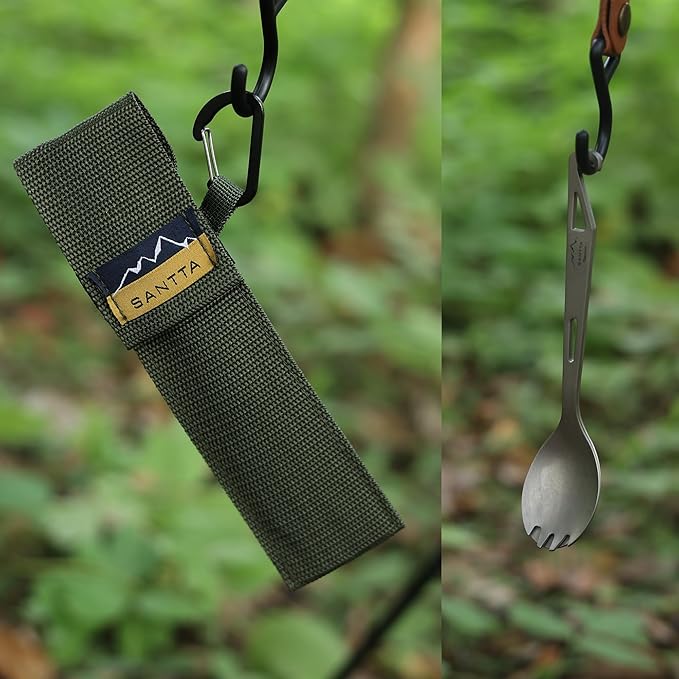 SANTTA Titanium Camping Spork Set of 2 Piece, Spoon Fork and Bottle Opener 3 in - Image 4