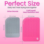 CaliCapelli Professional Heat Resistant Styling Silicone Mat for All Hair Irons, Curling Iron, Straightener Pad, Iron Flat Hair, Hair Tools Appliances Hair Dryer Salon Tools Hair Stylist (Pink)