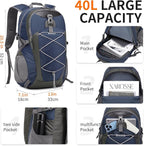 40L Hiking Backpack Lightweight Daypack Waterproof Travel Camping Backpack - Image 3