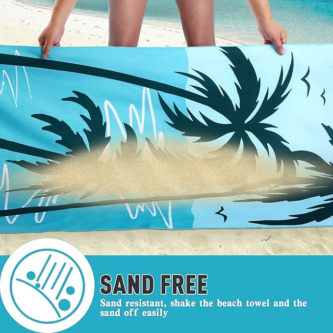 2 Pack Oversized Microfiber Beach Towel, Quick Drying, Super Absorbent - Image 2
