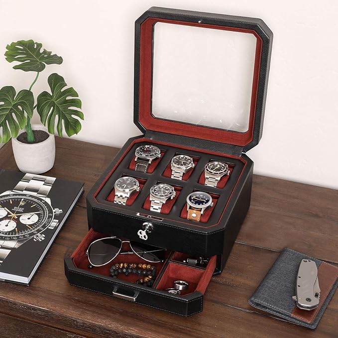ROTHWELL 6 Slot Leather Watch Box - Image 3