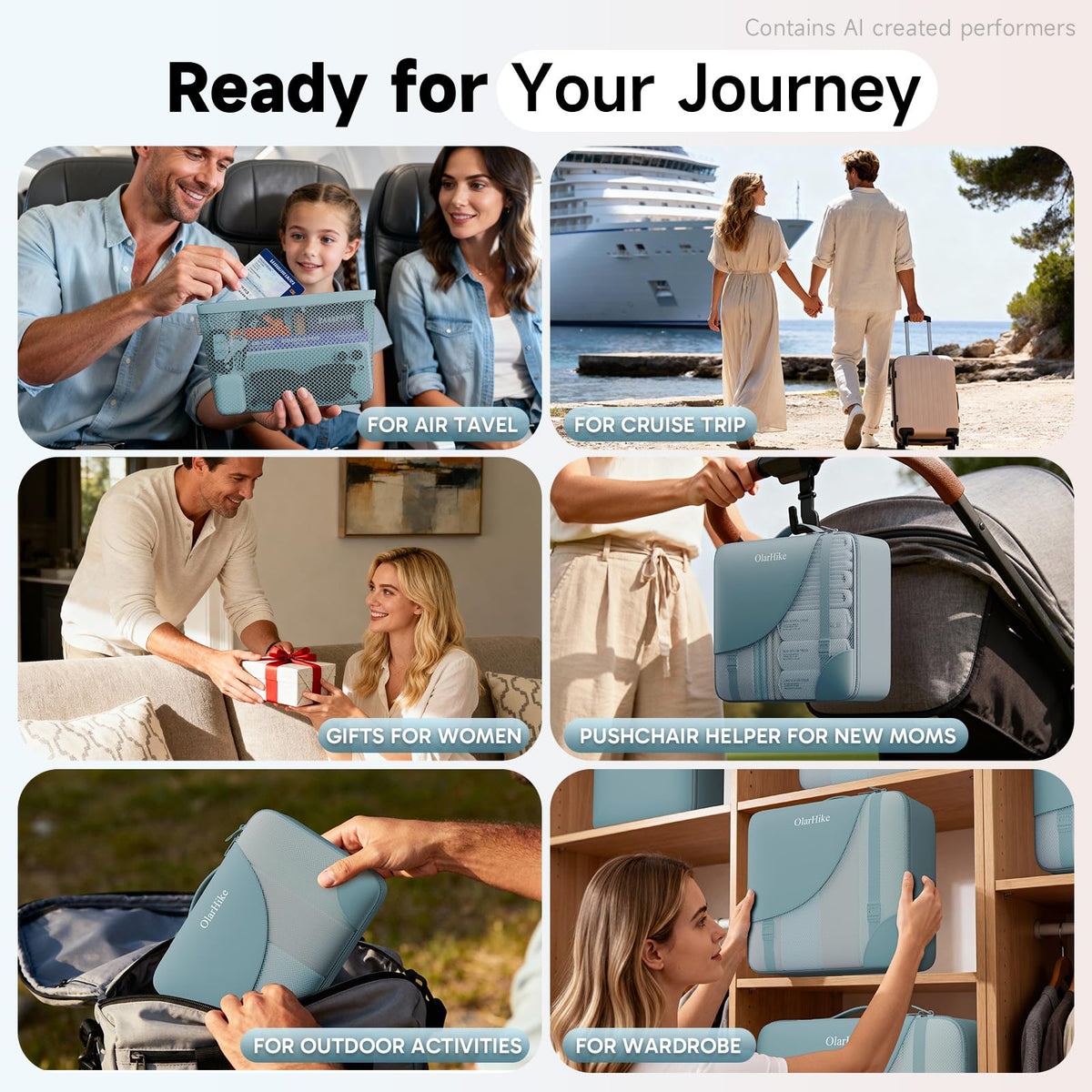 Packing Cubes for Travel (15 Blue Gray)