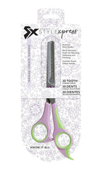 Cricket Style Xpress Know It All 30T Thinner Shears Hair Cutting Scissors with Sharp, Durable, Micro Serrated Teeth, Lavender