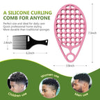 KOUPA Silicone Curly Hair Brush with Pick Comb, One Piece Twist Curl Comb for Afro Curls, Washable Hair Tool for Men Women, Pink