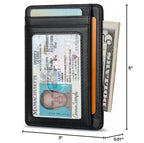 Slim Wallet for Men Women Minimalist Small Leather Front Pocket Wallets with RFID Blocking and Gifts Box (Small / Bassa Black)