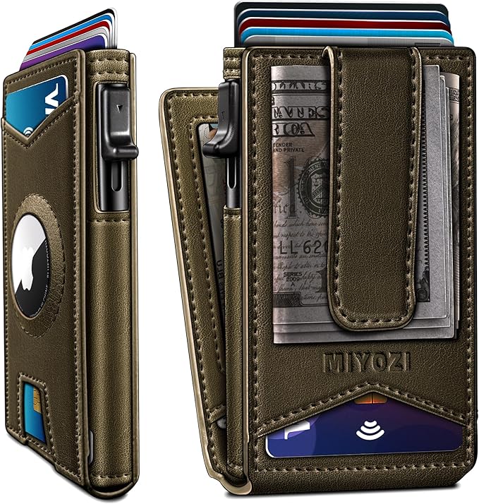 Airtag Wallet for Men, with Money Clip Gift Boxed, Slim Front Pocket Wallet by Miyozi