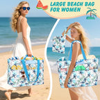 Extra Large Beach Bags for Women, Waterproof Sandproof Beach Tote Bag Zipper - Image 2