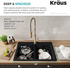 KRAUS Forteza 33-inch Drop in/Undermount 50/50 Double Bowl Granite Kitchen Sink - Image 5